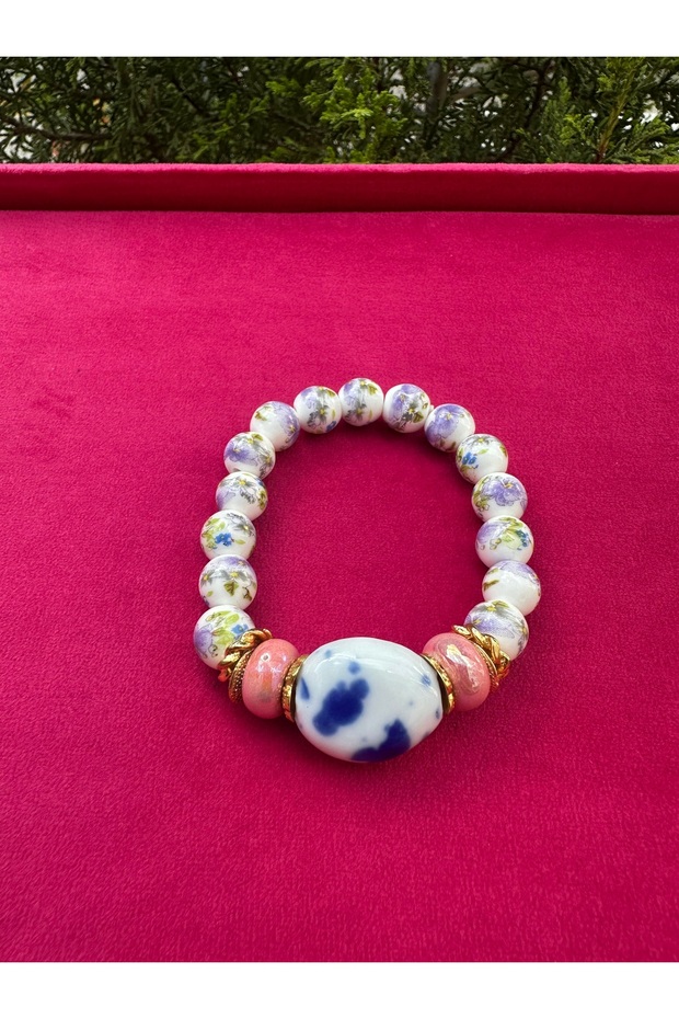 Milena Istanbul Floral Patterned Colorful Beaded Design Bracelet