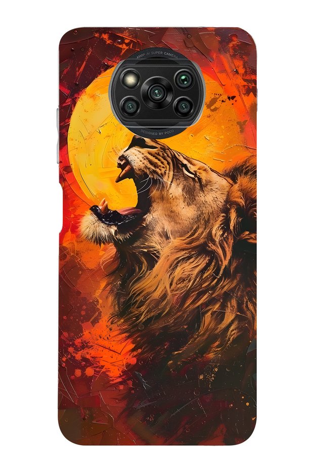 Poco X3 Nfc / X3 Pro Compatible Lion Pattern Transparent Phone Case