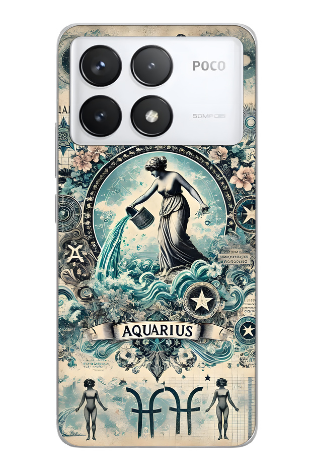 Poco F6 Pro Compatible Aquarius Patterned Transparent Phone Case