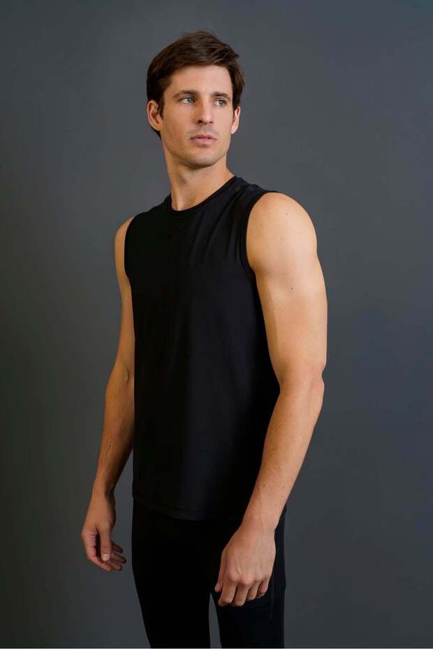Regular Men's Crew Neck Black - Undershirt - 1