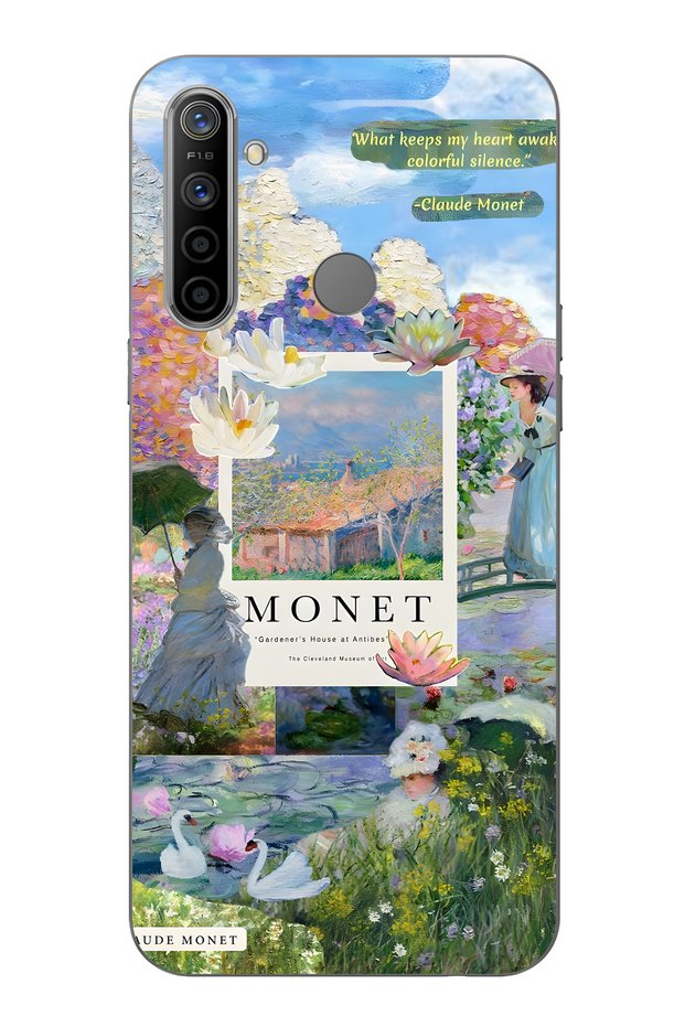 حافظة هاتف شفافة بنمط Monet Collage متوافقة مع Realme 5i / 6i / C3