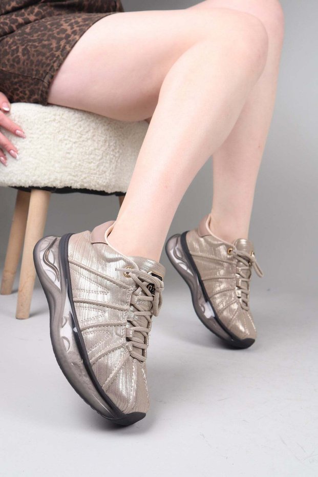 Nano Stitched Detailed Sports Shoes Beige