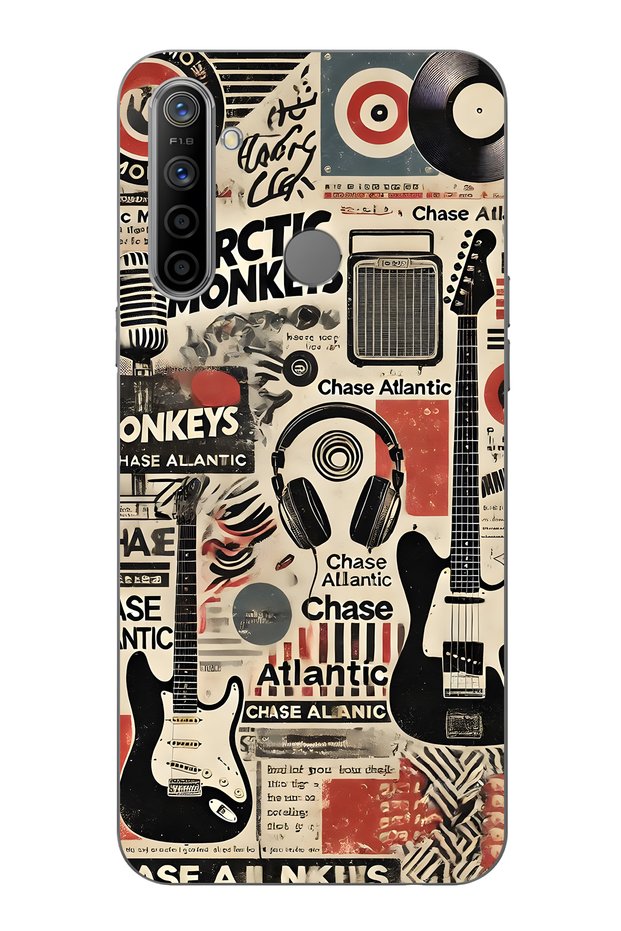 Realme 5I / 6I / C3 Compatible Music Collage Pattern Transparent Phone Case