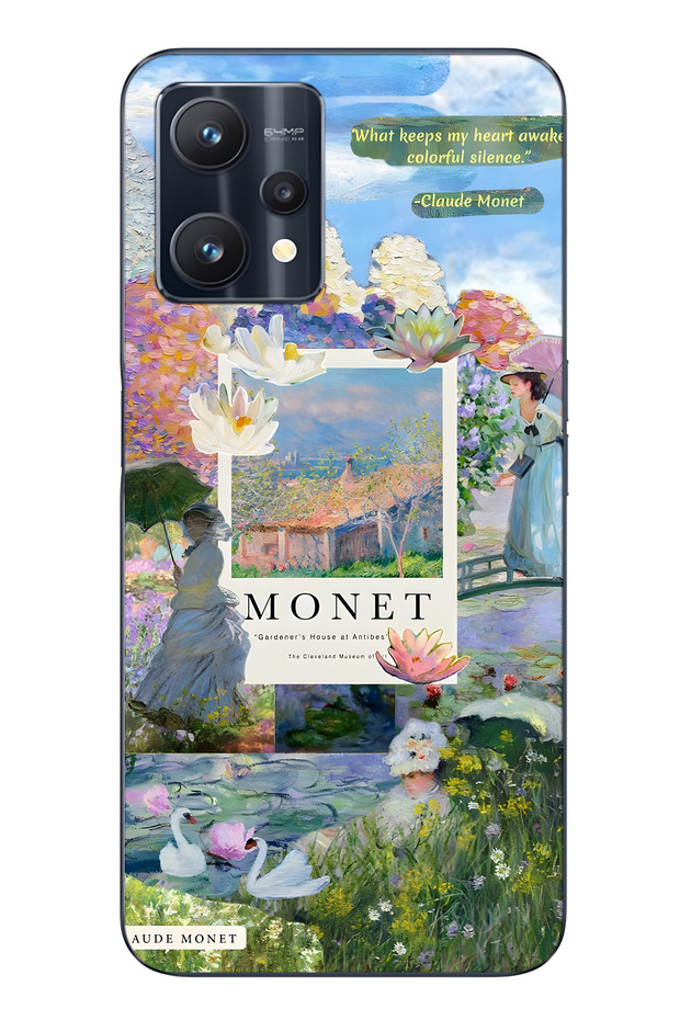 حافظة هاتف شفافة بنمط Monet Collage متوافقة مع هاتف Realme 9 Pro