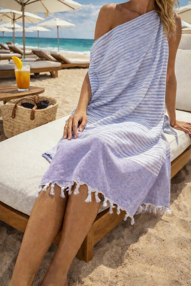 Hürrem Cotton Peshtemal | Natural Fringed Beach, Pool, Spa, Sauna, Sports, Travel Towel - 6 Colors