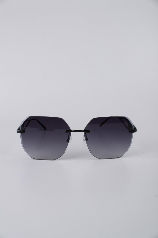 Geometric Rimless Black Metal Women's Sunglasses Gg25Mp3407R01