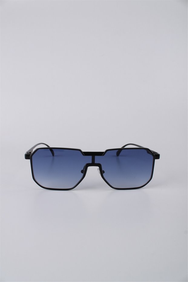 Geometric Rimmed Black Metal Blue Gradient Glass Unisex Sunglasses Gg25Mp2821R02