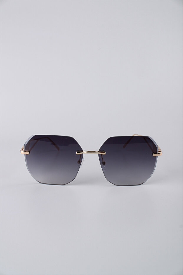 Women's Gold Framed Geometric Smoked Gradient Glass Sunglasses Gg25Mp3407R02