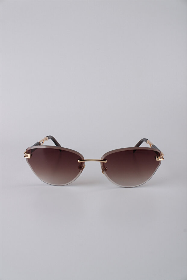 Women's Gold Framed Brown Gradient Glass Drop Sunglasses Gg25Mp3406R02