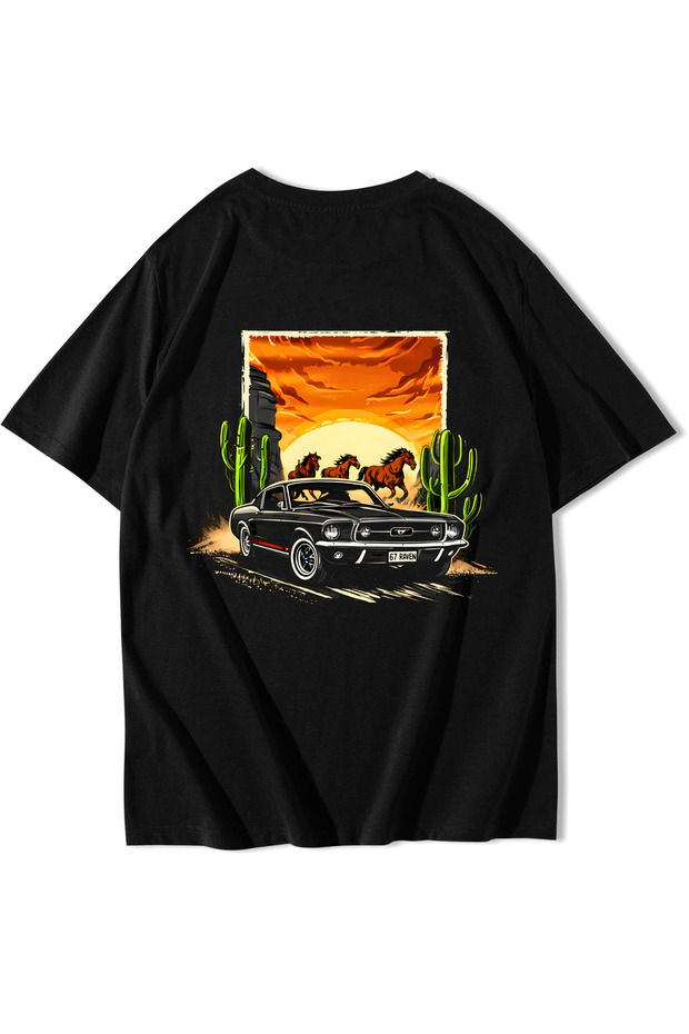 Unisex Oversize Desert Sunset T-Shirt Black