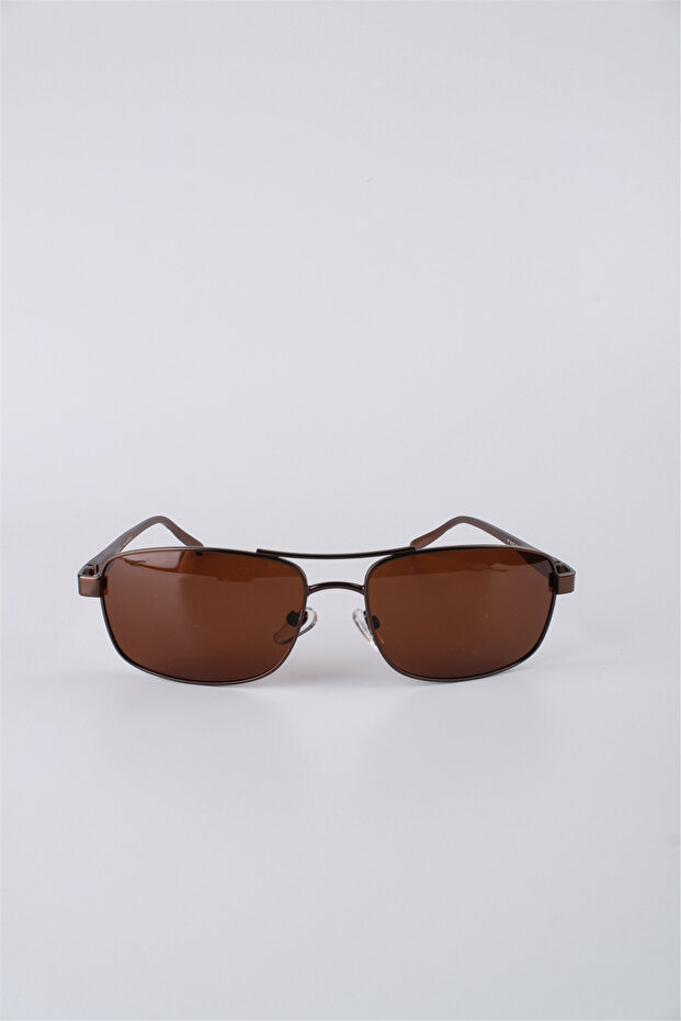 Unisex Brown Metal Framed Drop Sunglasses Gg25Mp3202R03