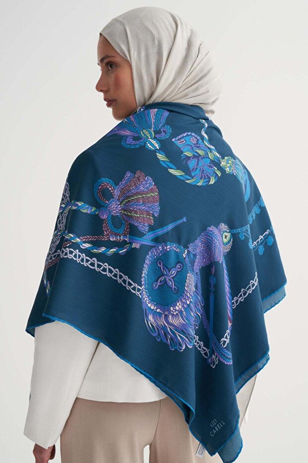 Ottoman premium shoulder wrap - petrol blue