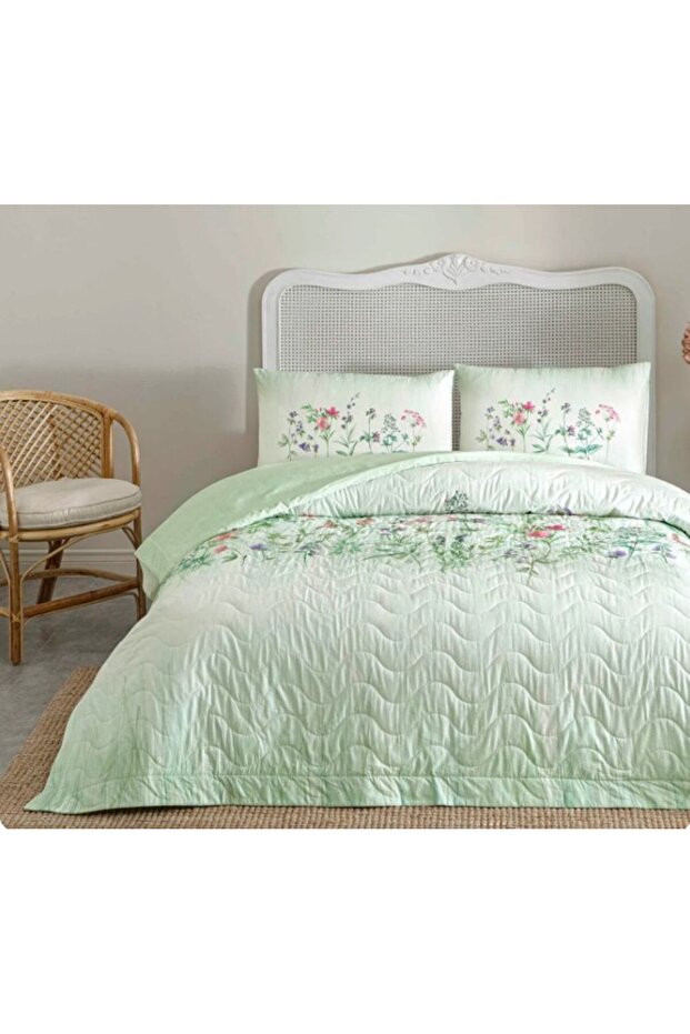 New Season Quilted Single Bedding Set Lioren Green