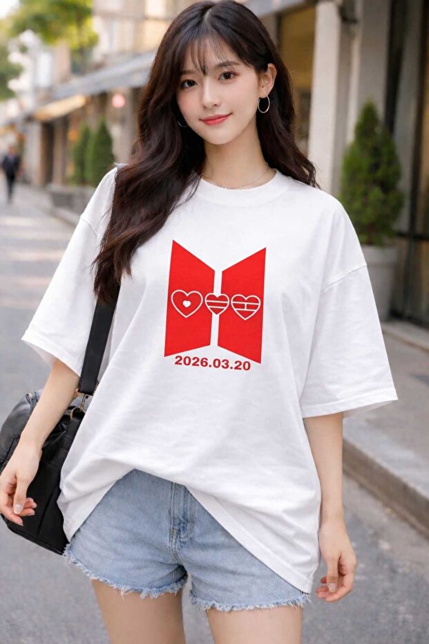 تيشيرت كبير الحجم مطبوع عليه Arirang World Tour BTS