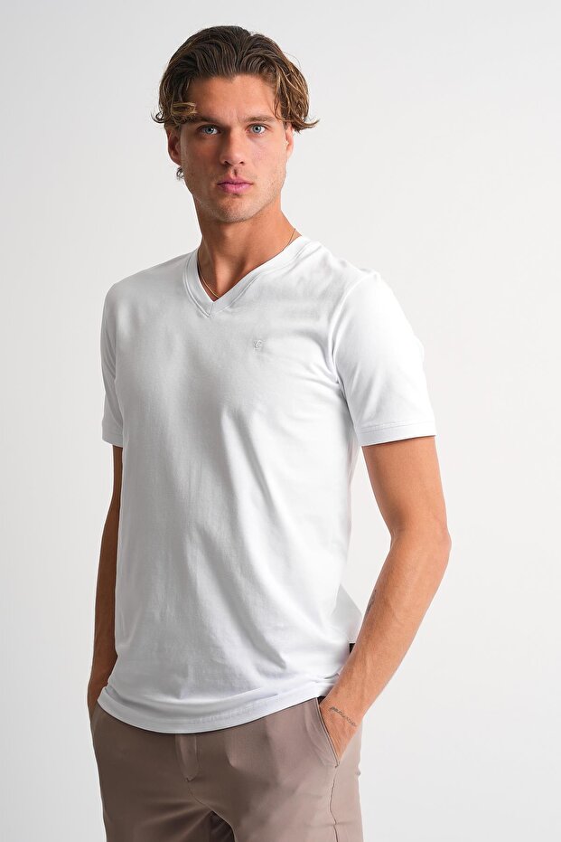 Tricou Basic cu decolteu în V - 2