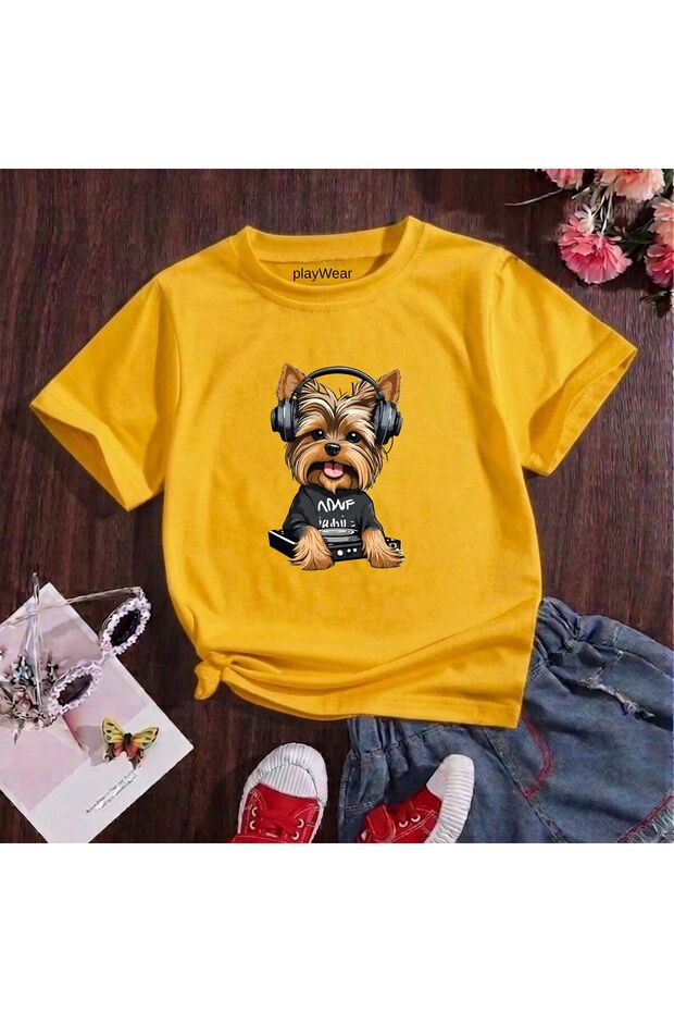 Dj Doge Printed 100% Cotton Crew Neck Kids Unisex T-Shirt 5 6 -7 8-9 10 -11 12 Years Old