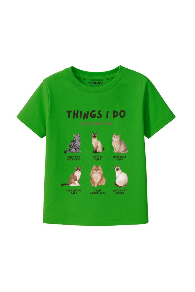 Things I Do Cat Design T-Shirt for Unisex Kids – 100% Cotton Multiple Colors – Sizes 0-16 Years