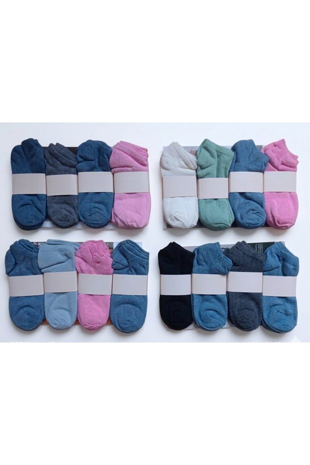 12 Pairs of Mixed Color Cotton Lycra Short Women's Socks
