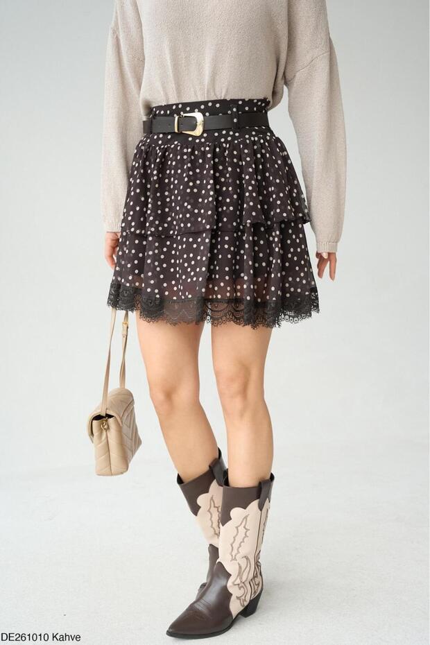 Women's Polka Dot Belted Chiffon Skirt