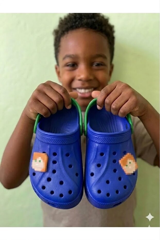 Men's 6-Piece Jibbitz Decorated Children's Closed Front Garden Pool Daily Use Sandals Slipper