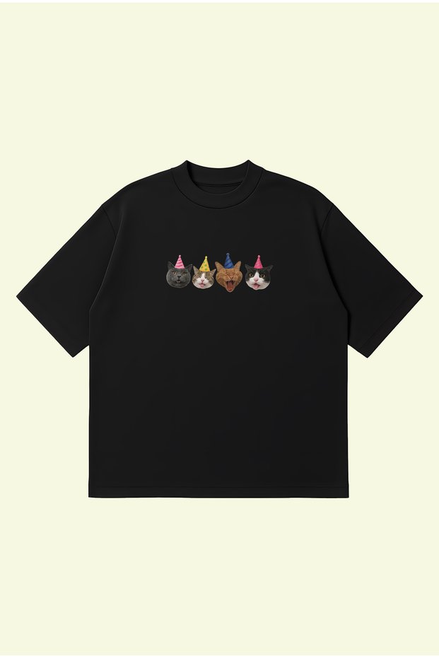 Cats Boxy Fit Oversize Unisex 100% Cotton Tshirt – Printed T-Shirt | Streetwear