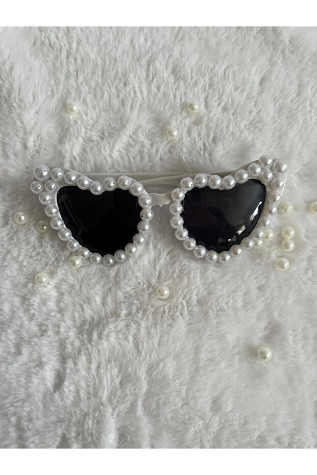 White Pearl Heart Bridal Glasses, Bride Trend after Party Wedding Henna Fun Glasses