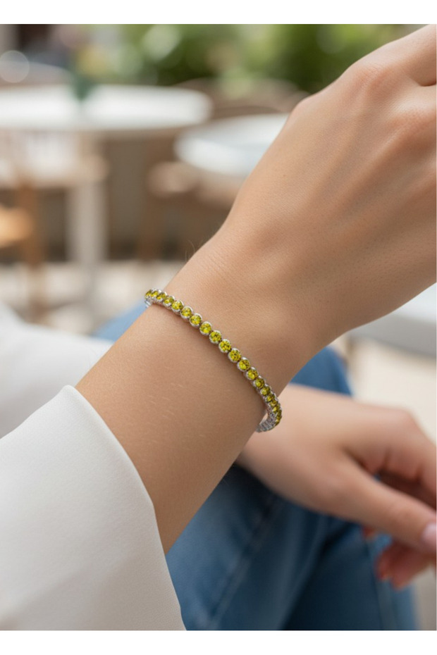 Vip Silver Yellow Round Stone Waterway Bracelet - 26Slbv10