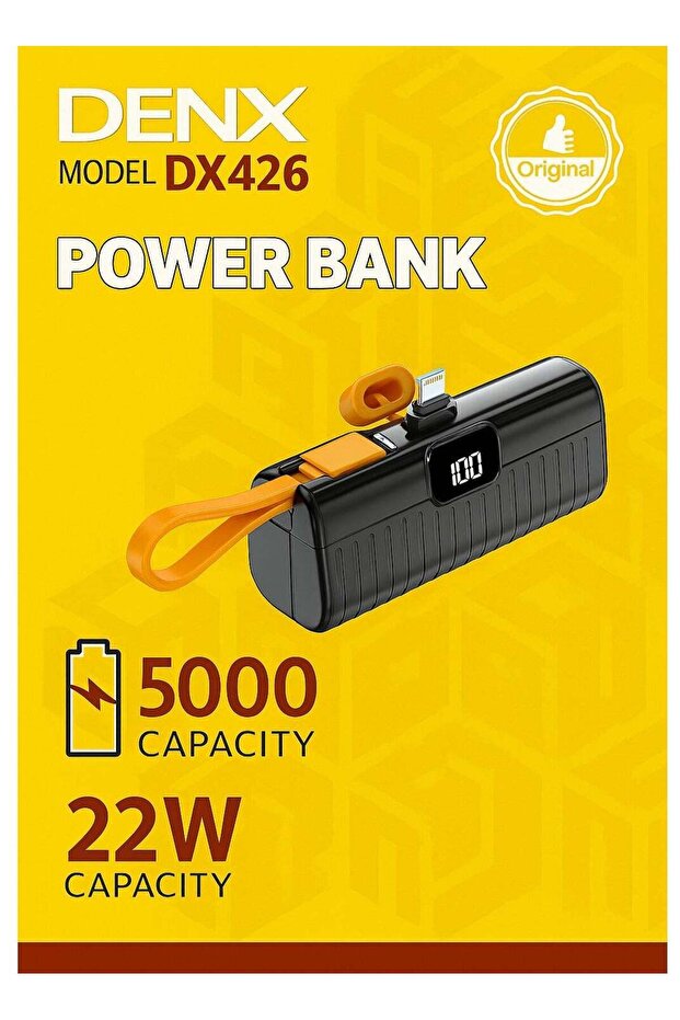بنك طاقة صغير DX426 بسعة 5000 مللي أمبير/ شحن سريع بقوة 22 واط | شاشة LED