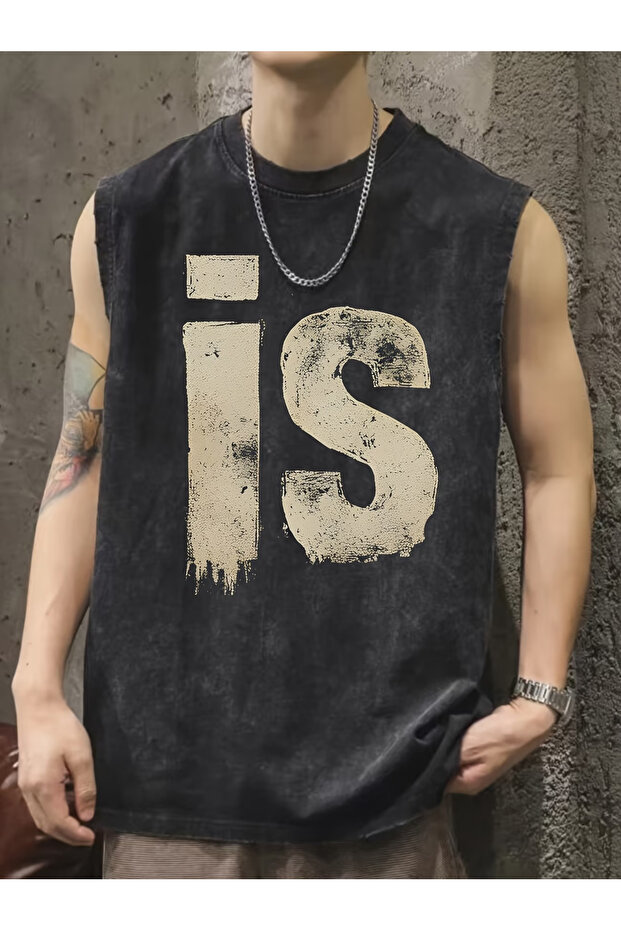 Vintage Acid Wash Boxy Fit Crew Neck Cotton Sleeveless Tank Top