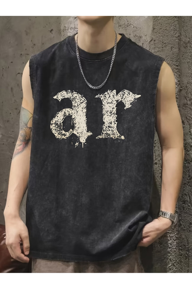 Premium Series Vintage Effect Relaxed Fit Sleeveless Men's T-Shirt