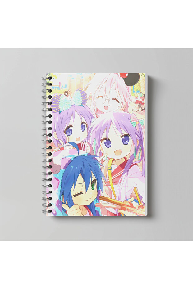 دفتر ملاحظات Lucky Star Anime مقاس A4، 60 ورقة، مطبوع عليه شخصيات بدون خطوط