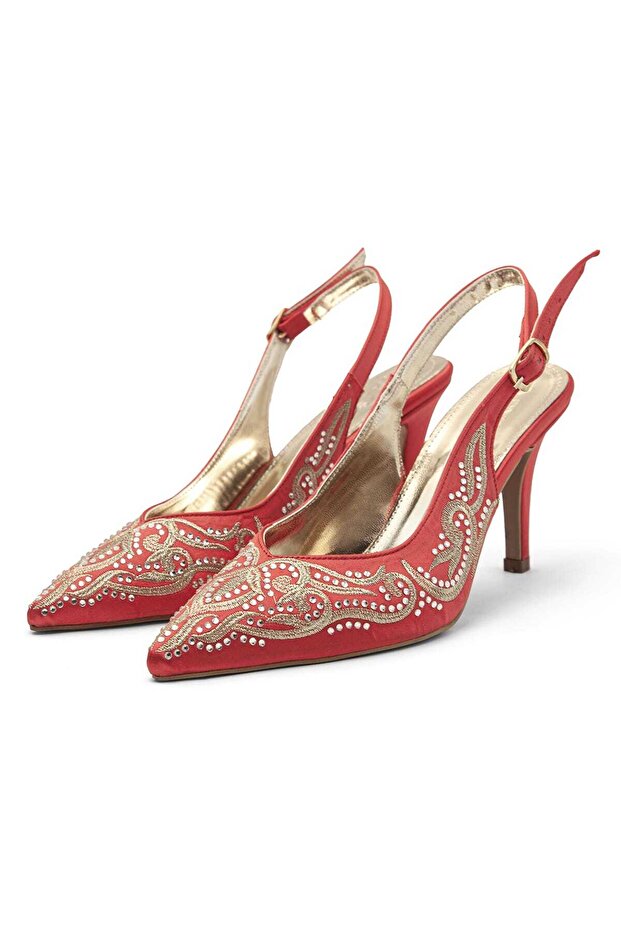 Bride Henna Bindalli Patterned Thin Heeled Henna Engagement Wedding Bridal Shoes for Special Occasions