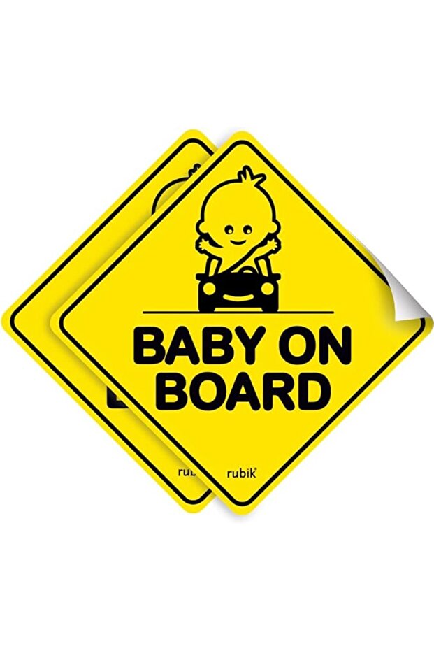 2 Pack Baby on Board Car Sign - Self Adhesive Reflective Kids Safety Warning Cute Design Sticker