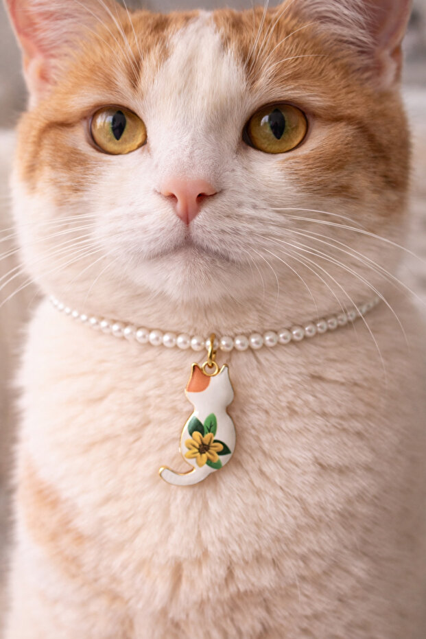 Cat Dangle Pearl Cat Necklace - 1