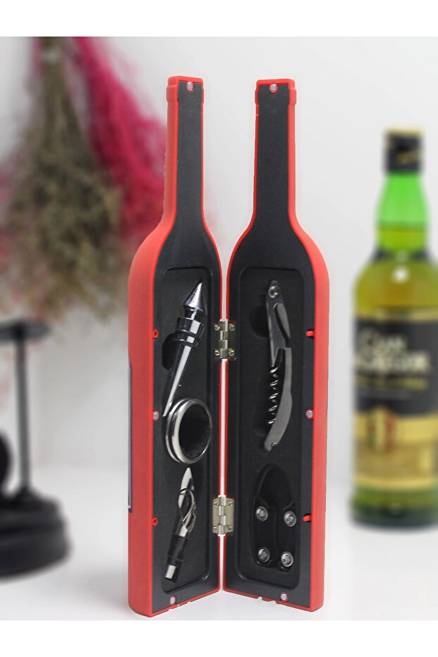 Large Size Bottle Corkscrew Set Red - 1