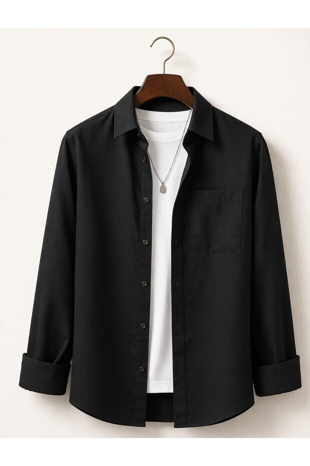 Single Pocket Detail, 100% Cotton Linen, Breathable, Light Textured, Button-Up Collar, Men's Linen Shirt