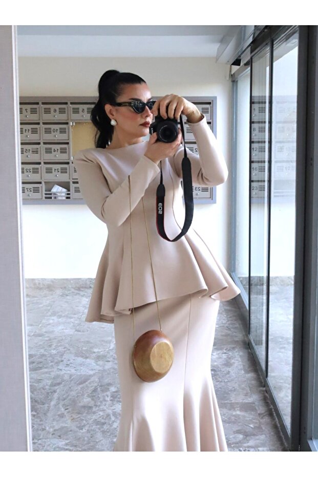 Puff Scuba Peplum Bluz