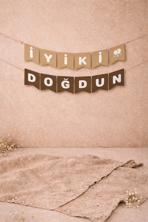 Happy Birthday Banner Kraft Brown – 15X16 cm Letter Size Birthday Decoration Lettering