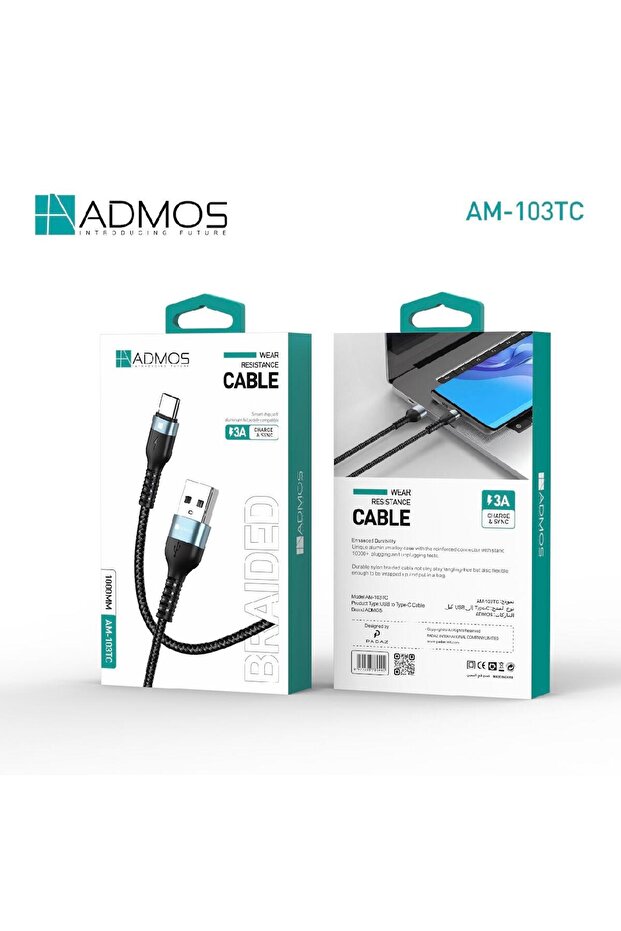 كابل USB إلى Type-C مضفر مقاوم للتآكل طراز AM-103TC