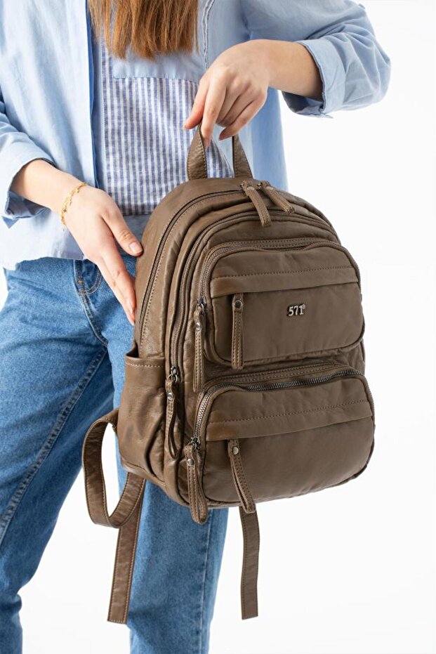 Vegan Leather Women's Backpack Suitable for Daily Use Multi-Pocket Washable Faux Leather 30*25 cm