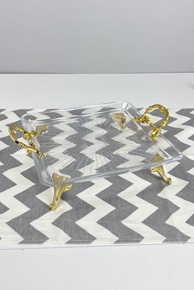 Madlen Square Footed Presentation Tray Plate with Handle
