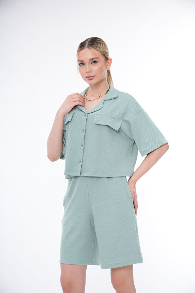 Basic Comfortable Fit Crop Shorts Set 25044