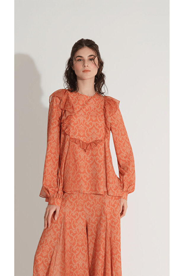 Ethnic Patterned Suit Orange - 2