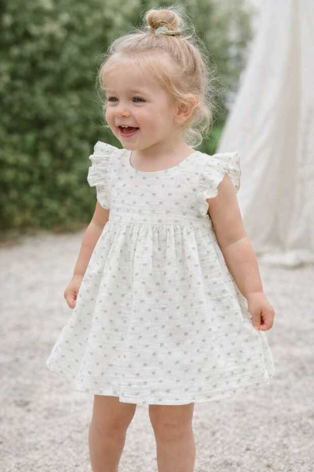 Girl's Ruffle Sleeve Muslin Dress