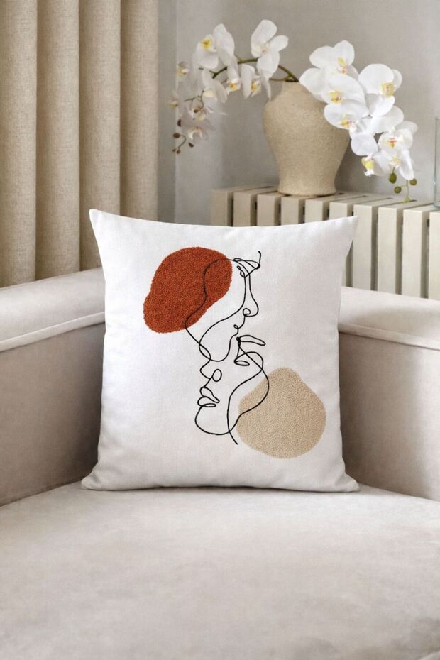 غطاء وسادة منقوش بتصميم طبيعي 43x43، وسادة زخرفية عصرية بتصميم أنيق