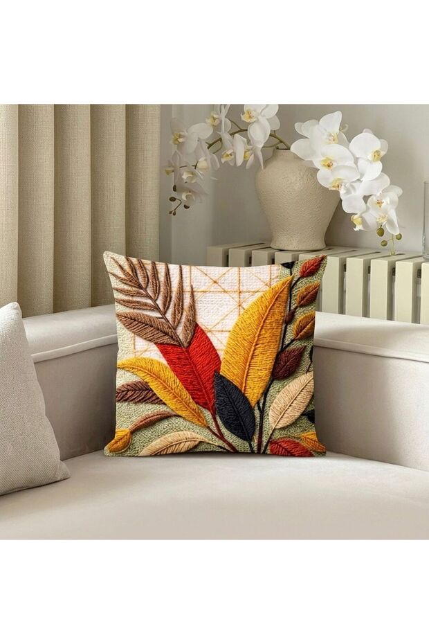 غطاء وسادة منقوش بتصميم طبيعي 43x43، وسادة زخرفية عصرية بتصميم أنيق