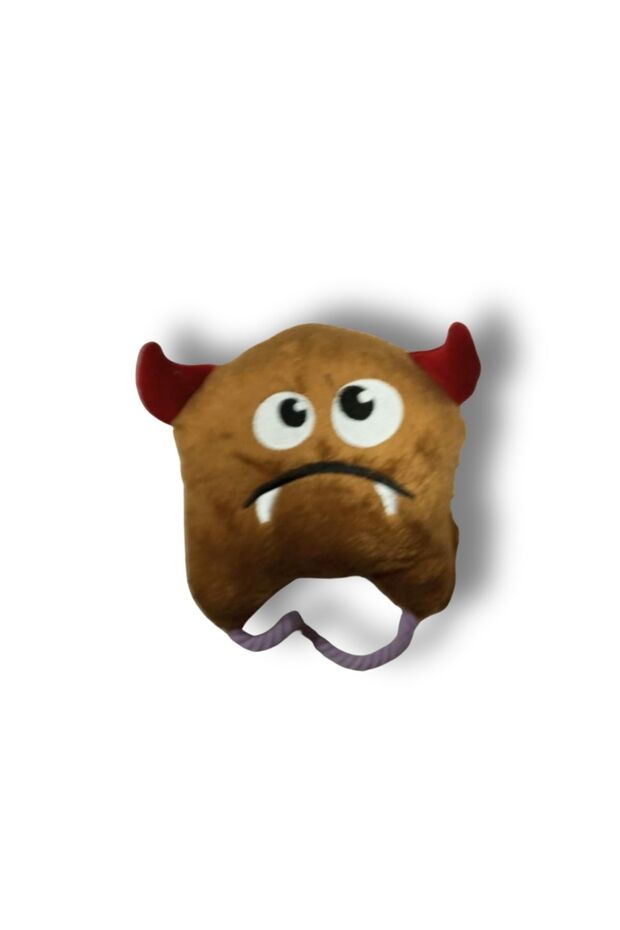 Plush Monster Figure Pet Toy with String, Brown