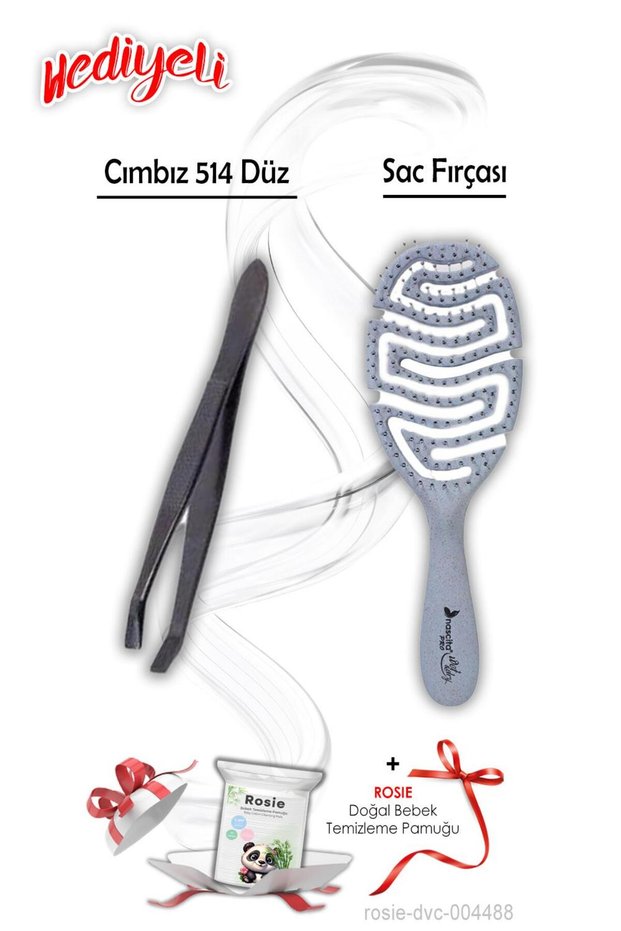 Hair Brush Recyclable Blue 4275 and Tweezers 514 Straight Rosie Gift