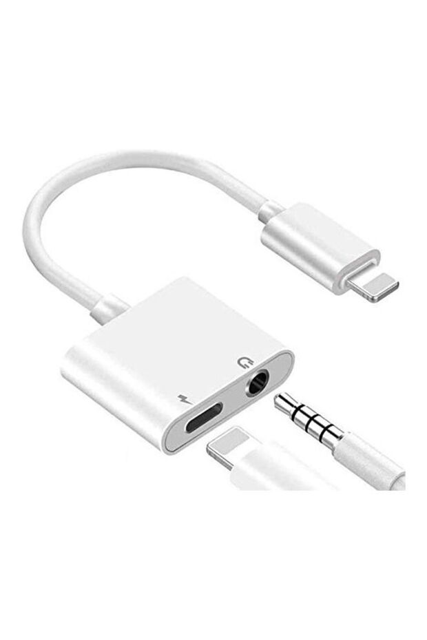 [معتمد من Apple MFi] محول ومقسم لآيفون، 2 في 1 من Lightning إلى مقبس سماعة رأس 3.5 ملم للصوت + C