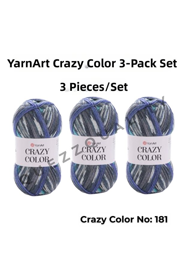 Crazy Color Set of 3 Marbled Hand Knitting Yarns No: 110